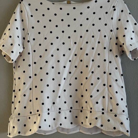Talbots Scalloped Polka Dot Women's Ponte Knit Top size Large Petite - Picture 3 of 9